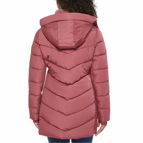 Andrew Mark Walker Faux Fur Jacket Coat Women’s Size S Pink Terra Rosa Hooded - Picture 3 of 12